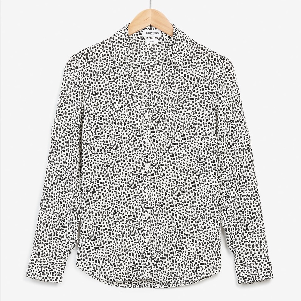 Express leopard print portofino button down NWT
